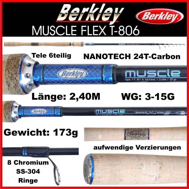 BERKLEY-MUSCLE-FLEX-PROFI-SPINN-RUTE-NANOTECH-IM-8-CARBON-NACH-WAHL