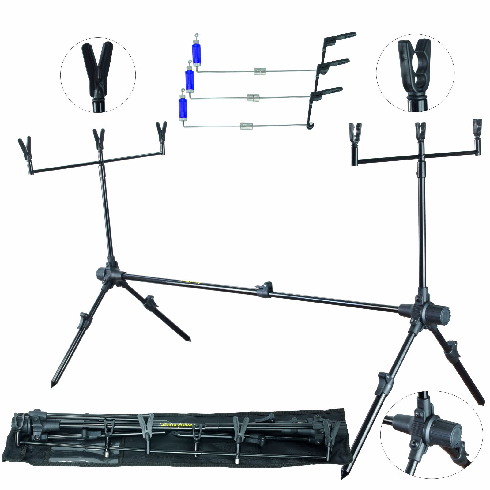 2 elektronische Bissanzeiger 4 Aluminium Bankstick 30-50cm Rutenhalter Rodpod