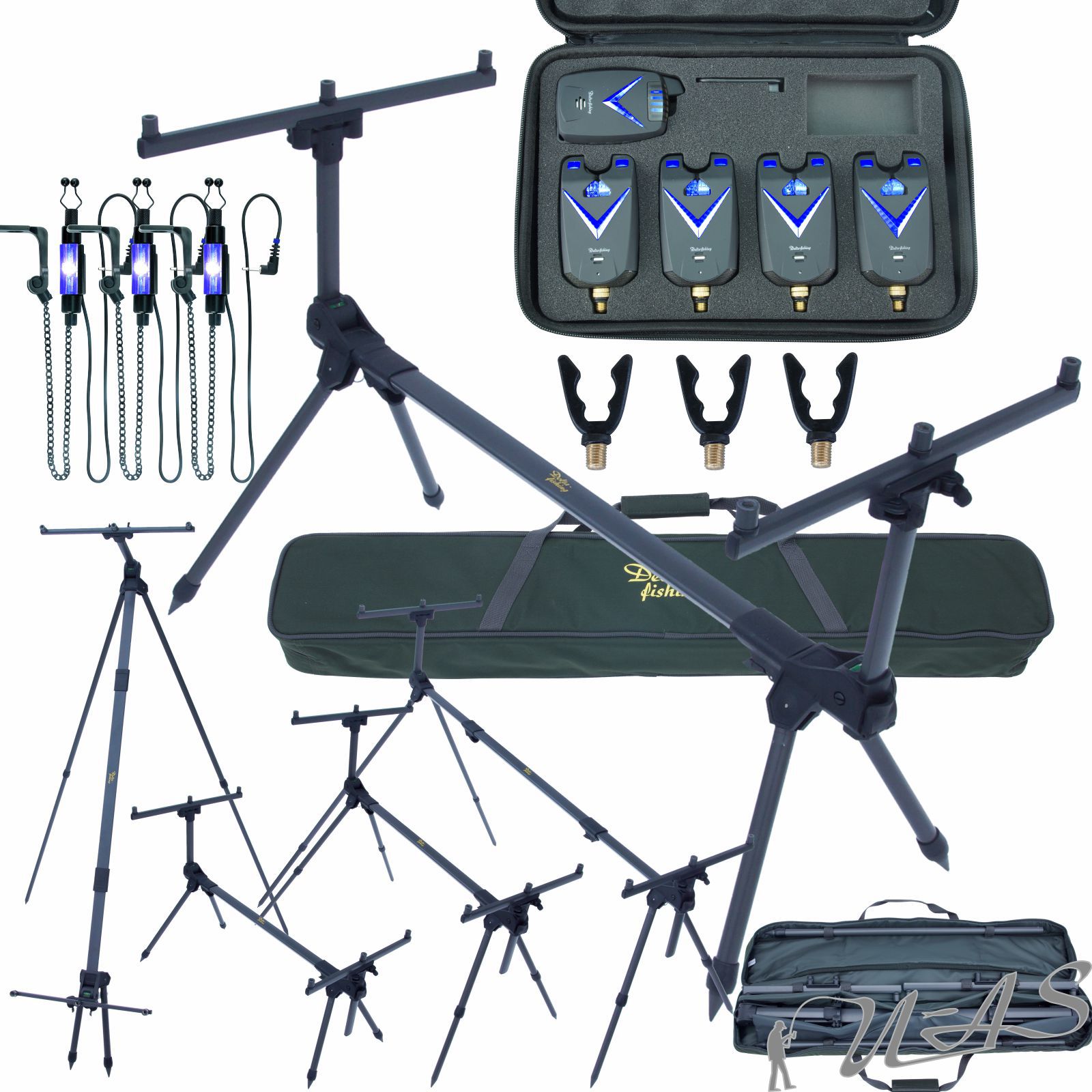 SPAR SET DELTA FISHING Rod Pod High Pod 4+2 Bein Plus 3 Bissanzeiger 3 Auflagen SPAR SET DELTA FISHING Rod Pod High Pod 4+2 Bein Plus 3 Bissanzeiger 3 Auflagen