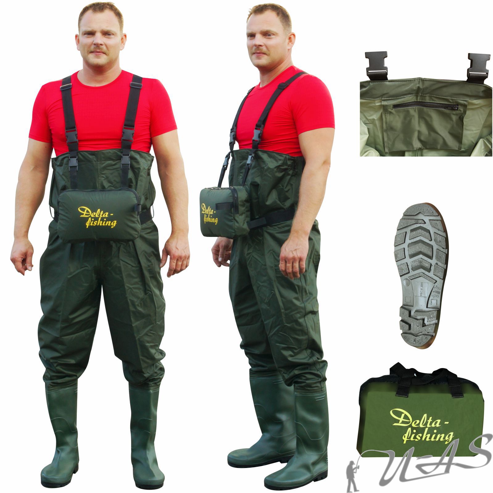 Delta Fishing 4mm Neopren Wathose Ultra Flex Therm Gr.43 Profilsohle Teichhose 